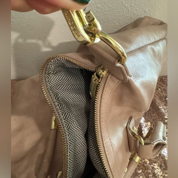 STEVE MADDEN🌟 Mauve with Gold Studs Oversized Boho Shoulder and Handle Bag - Picture 15 of 16